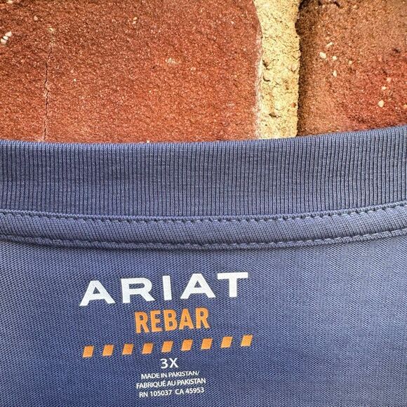 ARIAT Rebar Cotton Strong Blue T-Shirt long sleeve womens plus 3X NWT - Picture 5 of 10